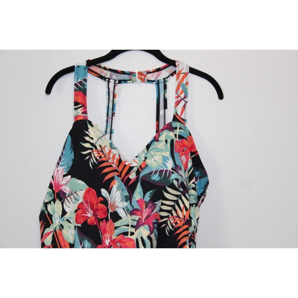 Swim 365 Tropical Floral Sarong Front One Piece Swimsuit Plus Size 24 H14334 - Picture 4 of 12